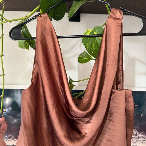 NWT Zara Brown Draped Satin Effect Top - Picture 15 of 15